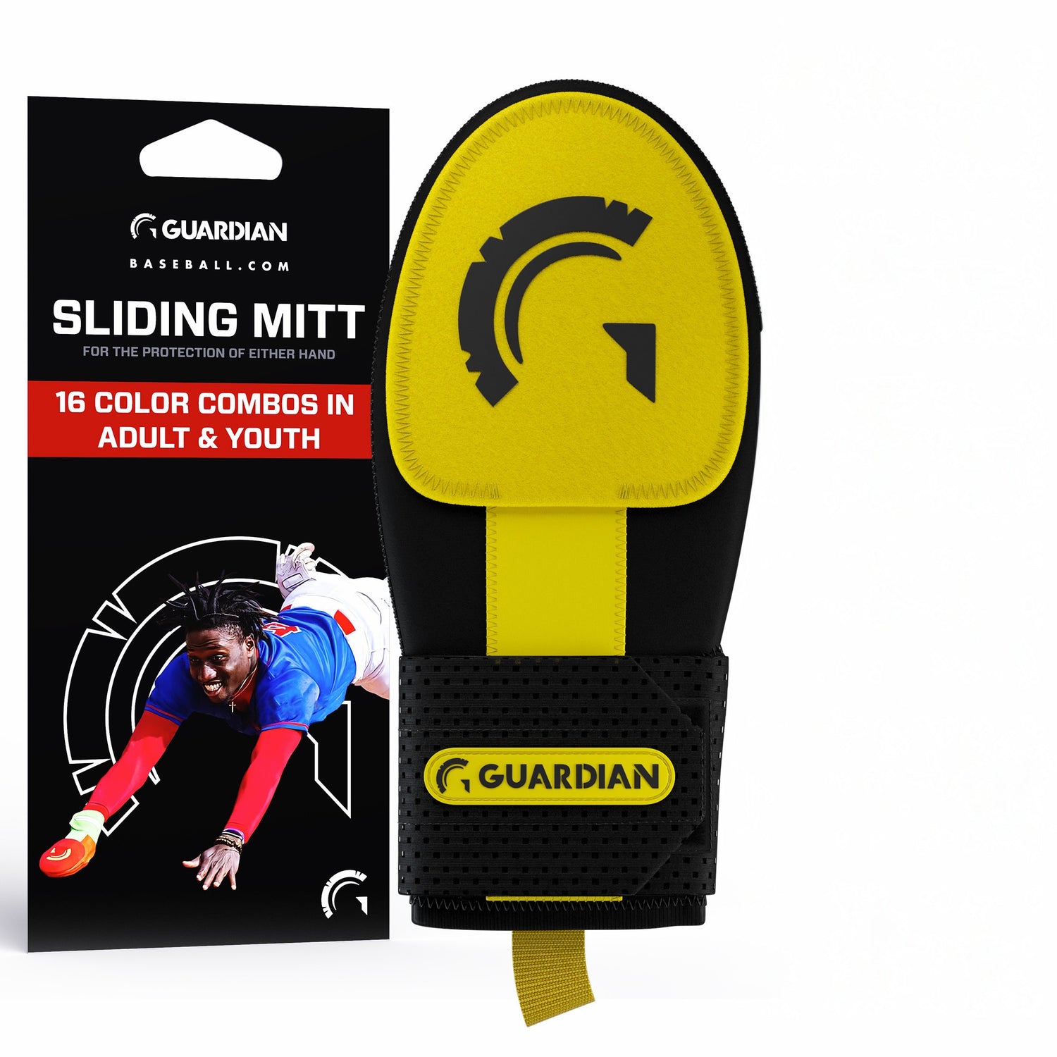Guardian Baseball Sliding Mitt (Black/Yellow)