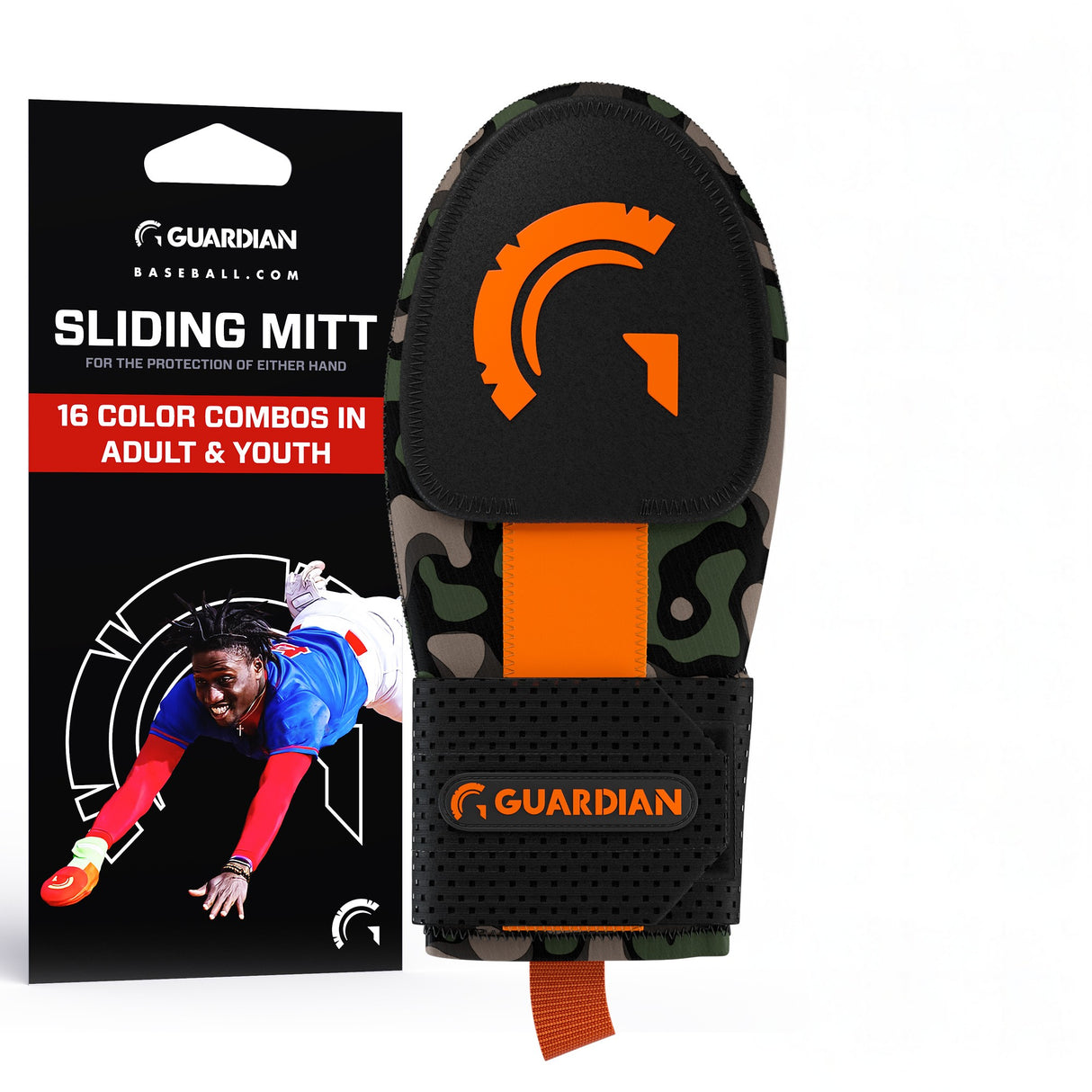 Guardian Baseball Sliding Mitt (Young Dolph Inspired Camo/Orange)