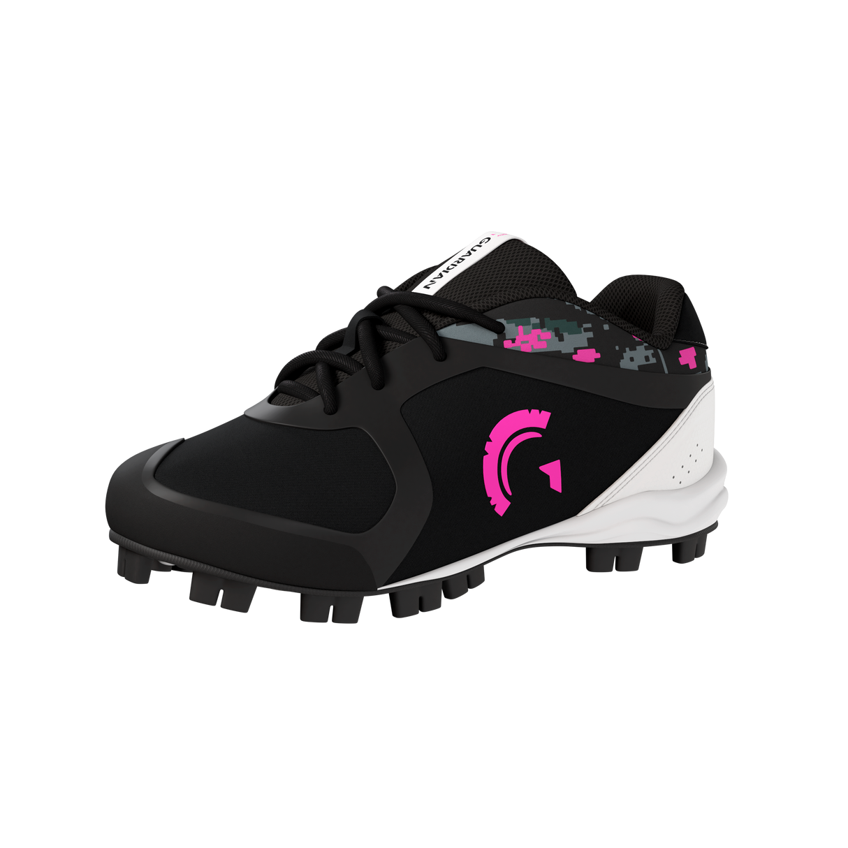 Blaze Youth Low Top Rubber Molded Baseball and Softball Cleats (Black/Highlighter Pink)