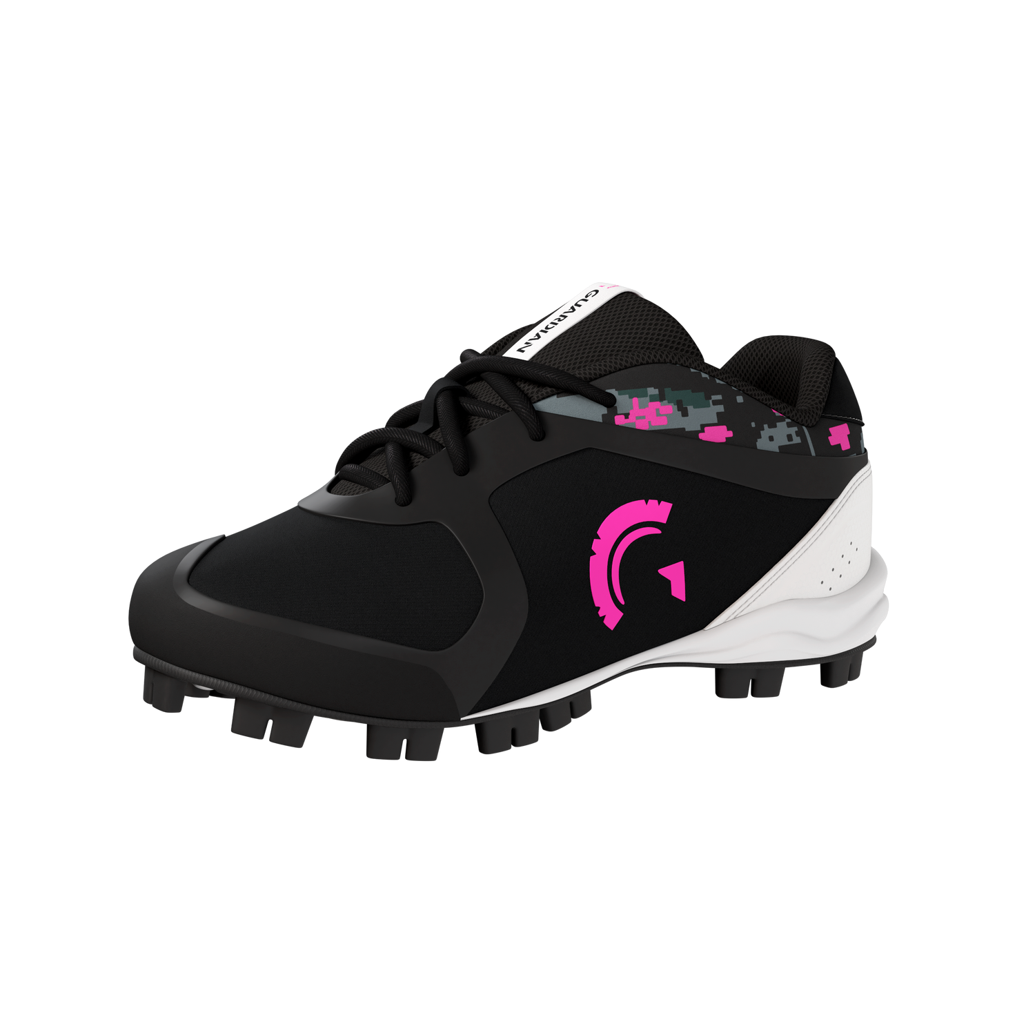 Blaze Youth Low Top Rubber Molded Baseball and Softball Cleats (Black/Highlighter Pink)