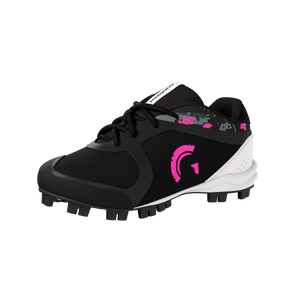 Blaze Youth Low Top Rubber Molded Baseball and Softball Cleats (Black/Highlighter Pink)