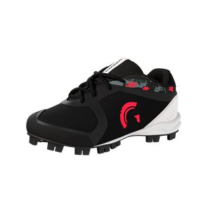 Blaze Youth Low Top Rubber Molded Baseball and Softball Cleats (Black/Red)