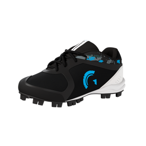 Blaze Youth Low Top Rubber Molded Baseball and Softball Cleats (Black/Royal/White)