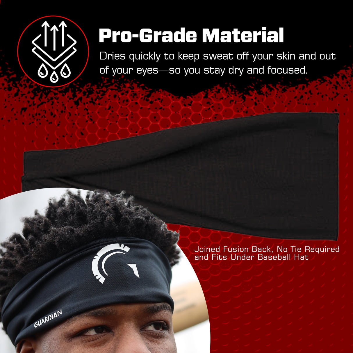 Guardian Baseball Pro-Grade On Field Baseball Headband (Black/White)
