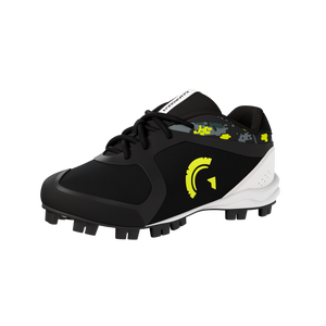 Blaze Youth Low Top Rubber Molded Baseball and Softball Cleats (Black/Yellow)