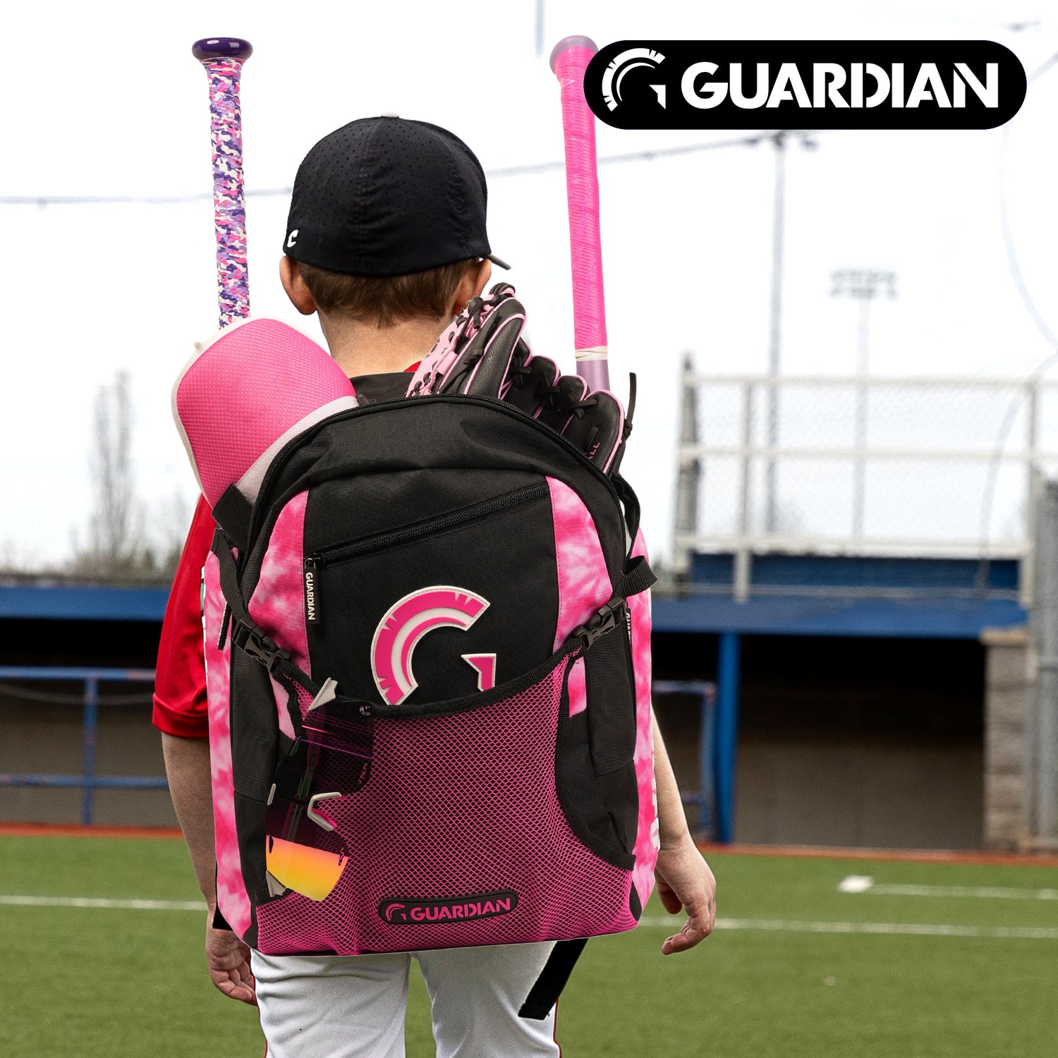 Guardian Baseball Rookie Youth Baseball Bat Bag - Boys or Girls (White/Pink Tie Dye)