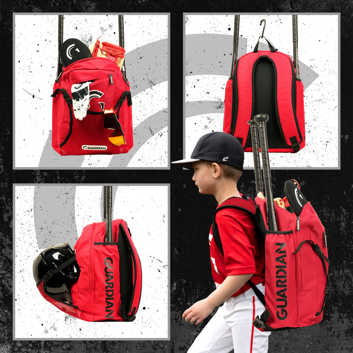 Guardian Baseball Rookie Youth Baseball Bat Bag - Boys or Girls (Red/Black)