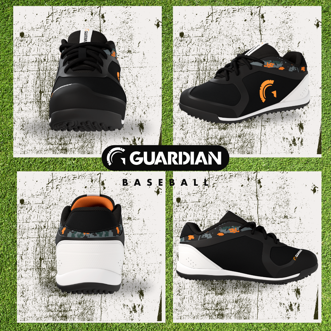 Bolt Youth Low Top Turf Baseball and Softball Shoes (Black/Orange)