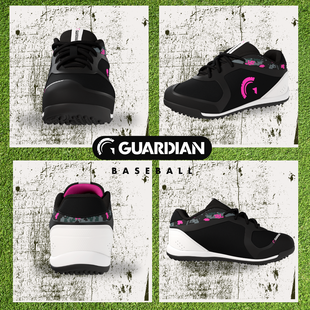 Bolt Youth Low Top Turf Baseball and Softball Shoes (Black/Pink)