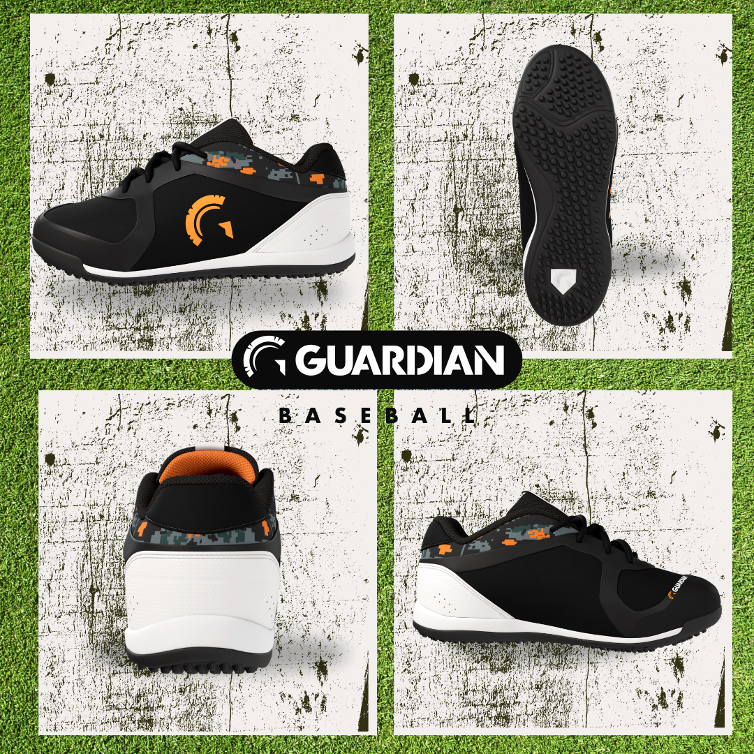 Bolt Youth Low Top Turf Baseball and Softball Shoes (Black/Orange)