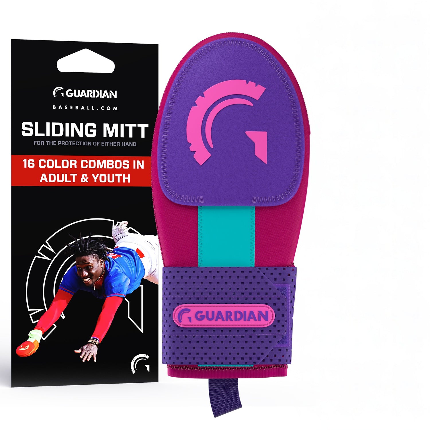 Guardian Baseball Sliding Mitt (Miami Vice Pink Purple Blue)