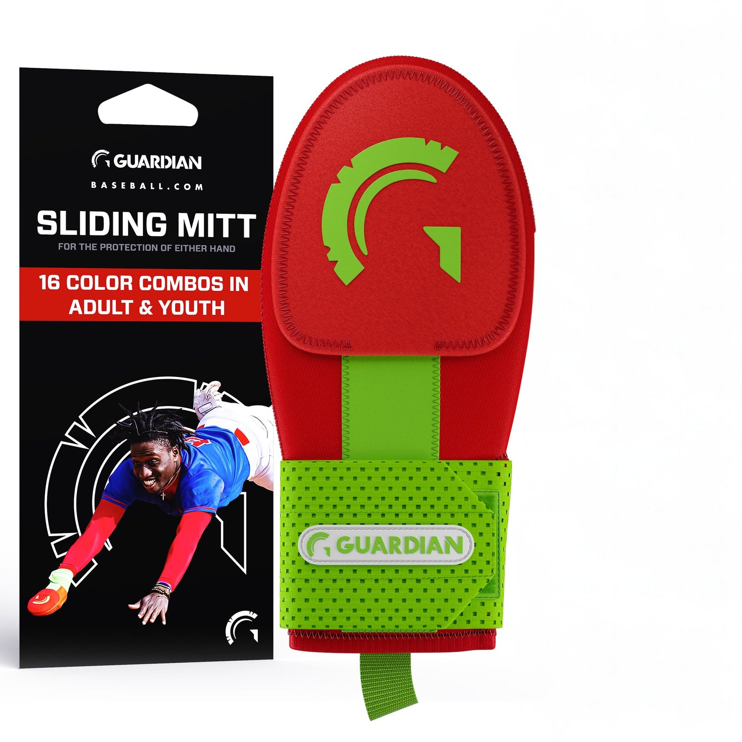 Guardian Baseball Sliding Mitt (Red Neon/Lime)