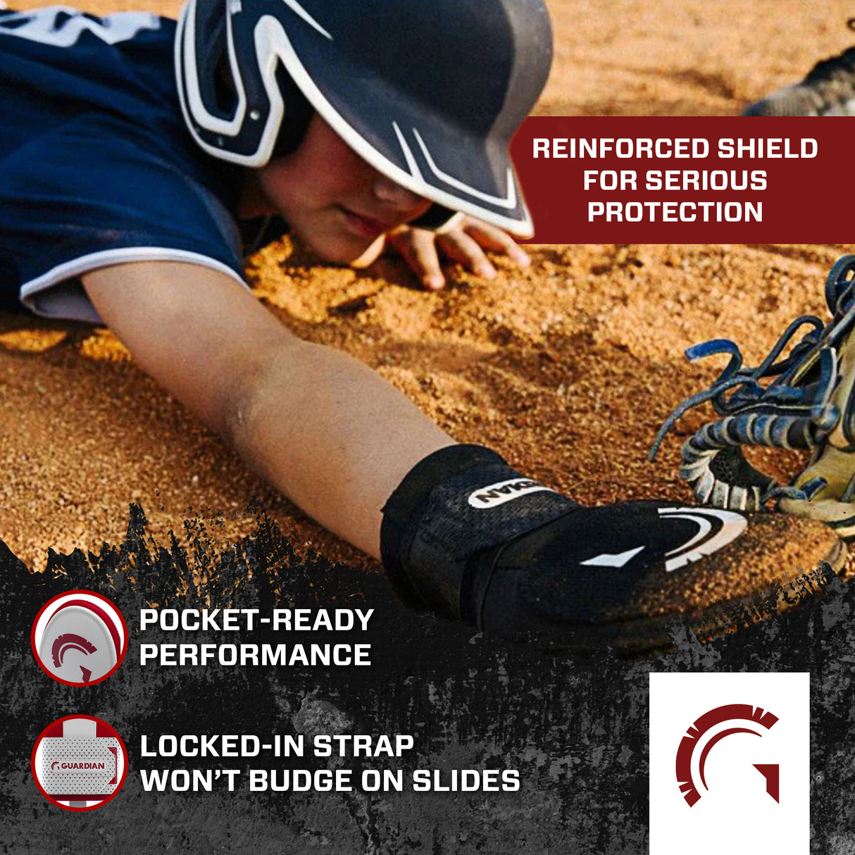 Guardian Baseball Sliding Mitt - Youth and Adult Sizes - Sliding Glove for Baseball - Elastic Compression Strap (Maroon/White)