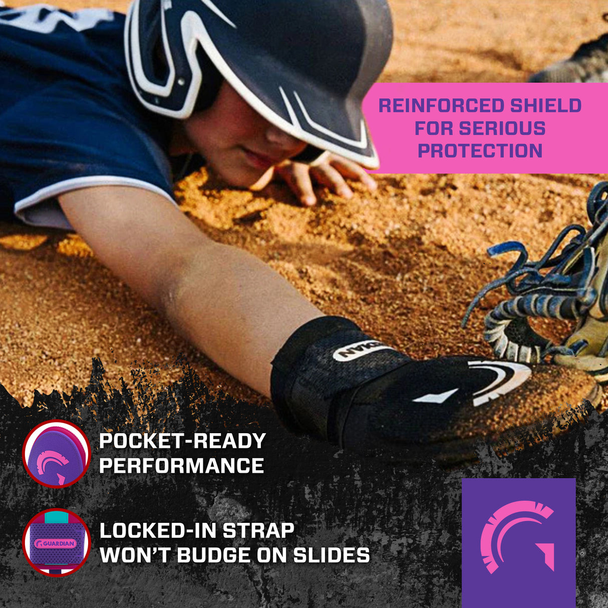 Guardian Baseball Sliding Mitt (Miami Vice Pink Purple Blue)