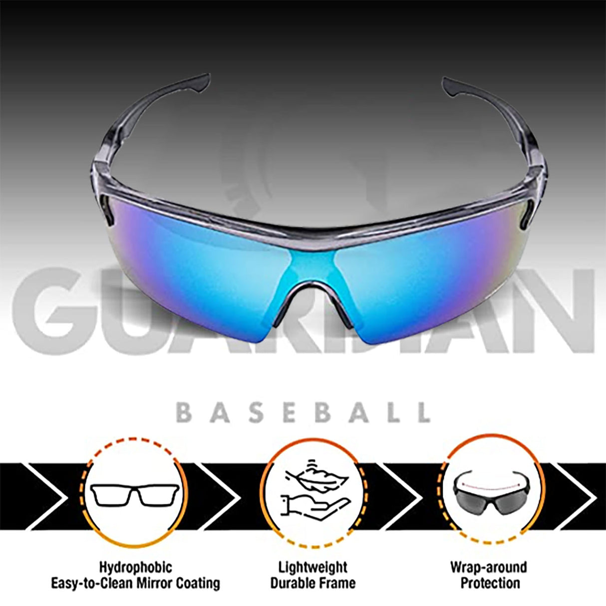 Guardian Baseball Baseball Sunglasses - adult size, Blue/Grey