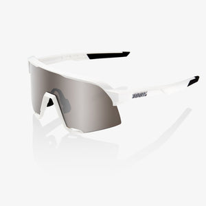 100% S3 Sport Performance Vented Baseball Sunglasses W/ Interchangeable Lenses (Matte White - HiPER Silver Mirror Lens)