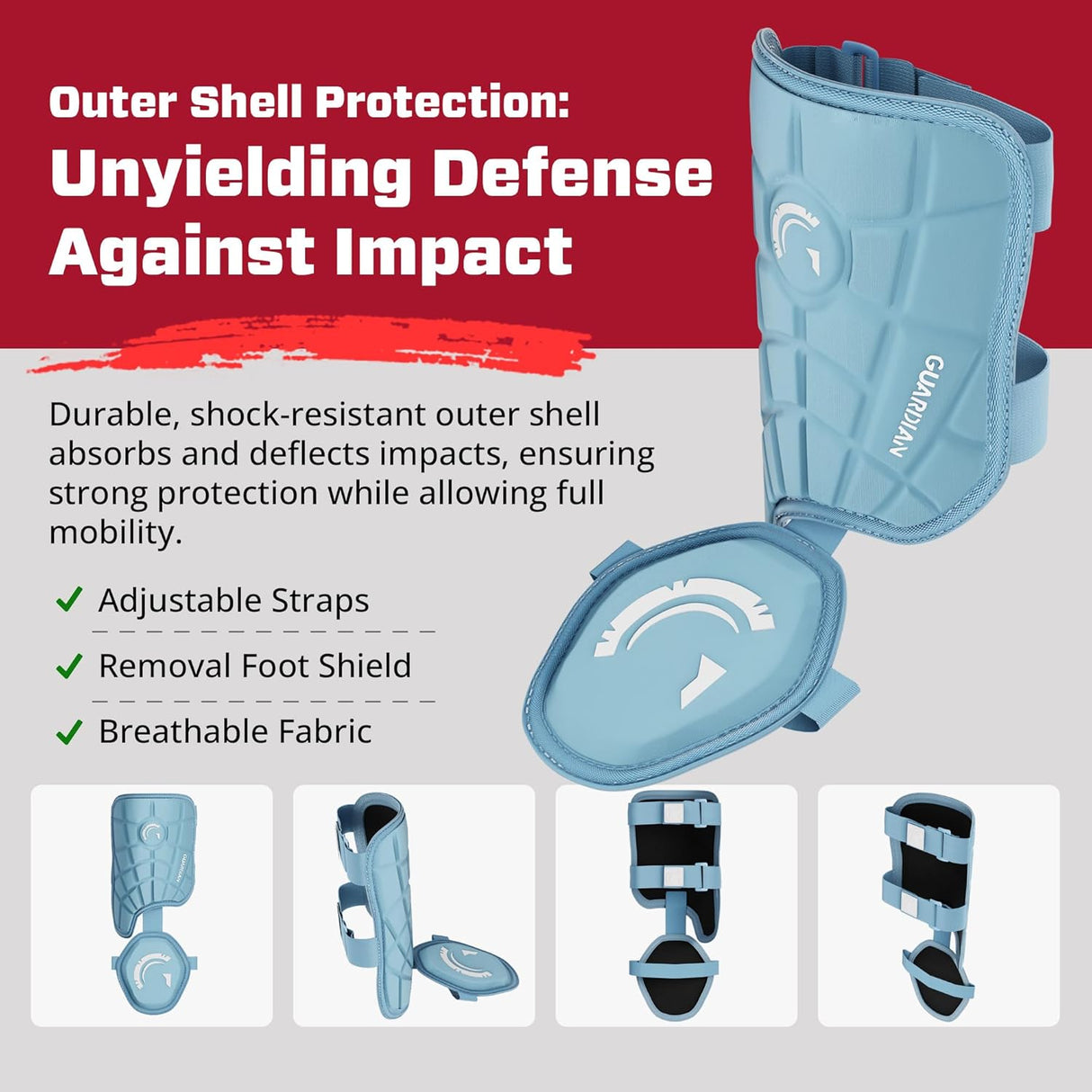 Guardian Adult Elbow Guard & Leg Guard - Baseball Protective Gear KIT (Columbia Blue)