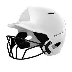 EvoShield XVT Luxe Fitted Softball Batting Helmet With Mask (White)
