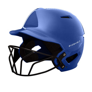 EvoShield XVT Luxe Fitted Softball Batting Helmet With Mask (Royal)