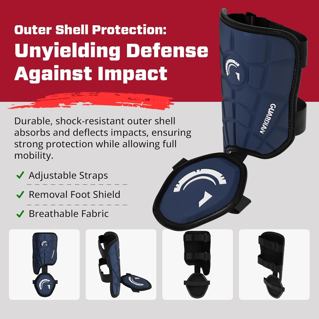 Guardian Adult Elbow Guard & Leg Guard - Baseball Protective Gear KIT (Navy)