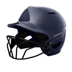 EvoShield XVT Luxe Fitted Softball Batting Helmet With Mask (Navy)