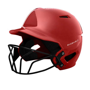 EvoShield XVT Luxe Fitted Softball Batting Helmet With Mask (Scarlet)