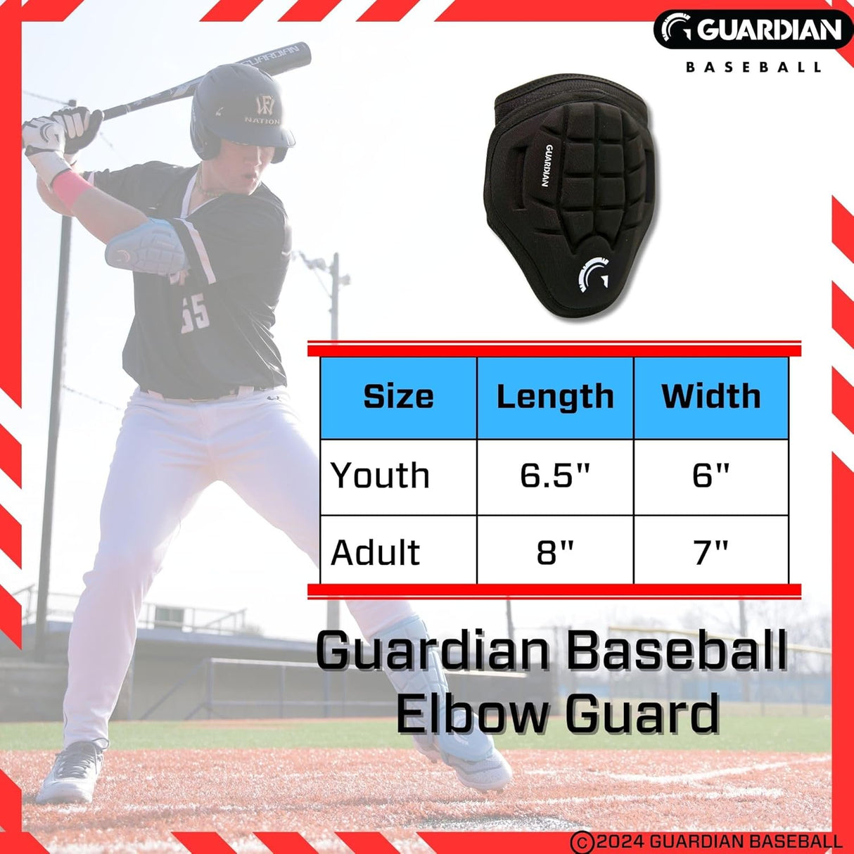 Guardian Adult Elbow Guard & Leg Guard - Baseball Protective Gear KIT (Neon Coral)