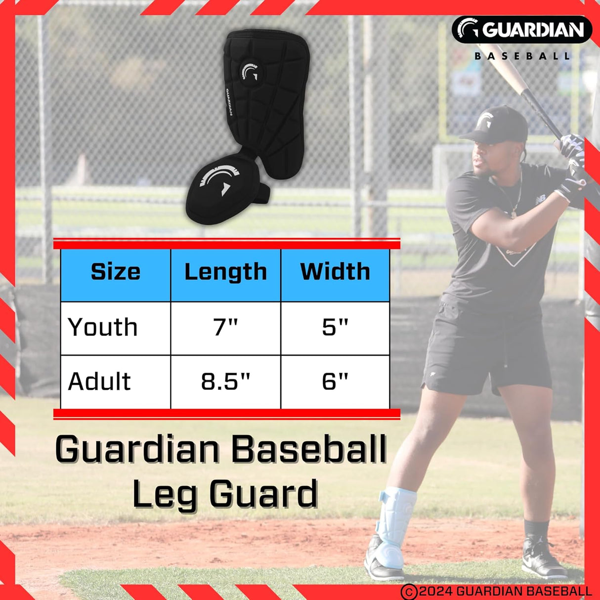 Guardian Adult Elbow Guard & Leg Guard - Baseball Protective Gear KIT (Columbia Blue)