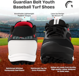 Bolt Youth Low Top Turf Baseball and Softball Shoes (Black/Red)