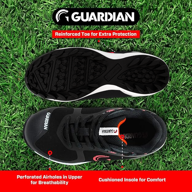 Bolt Youth Low Top Turf Baseball and Softball Shoes (Black/Red)