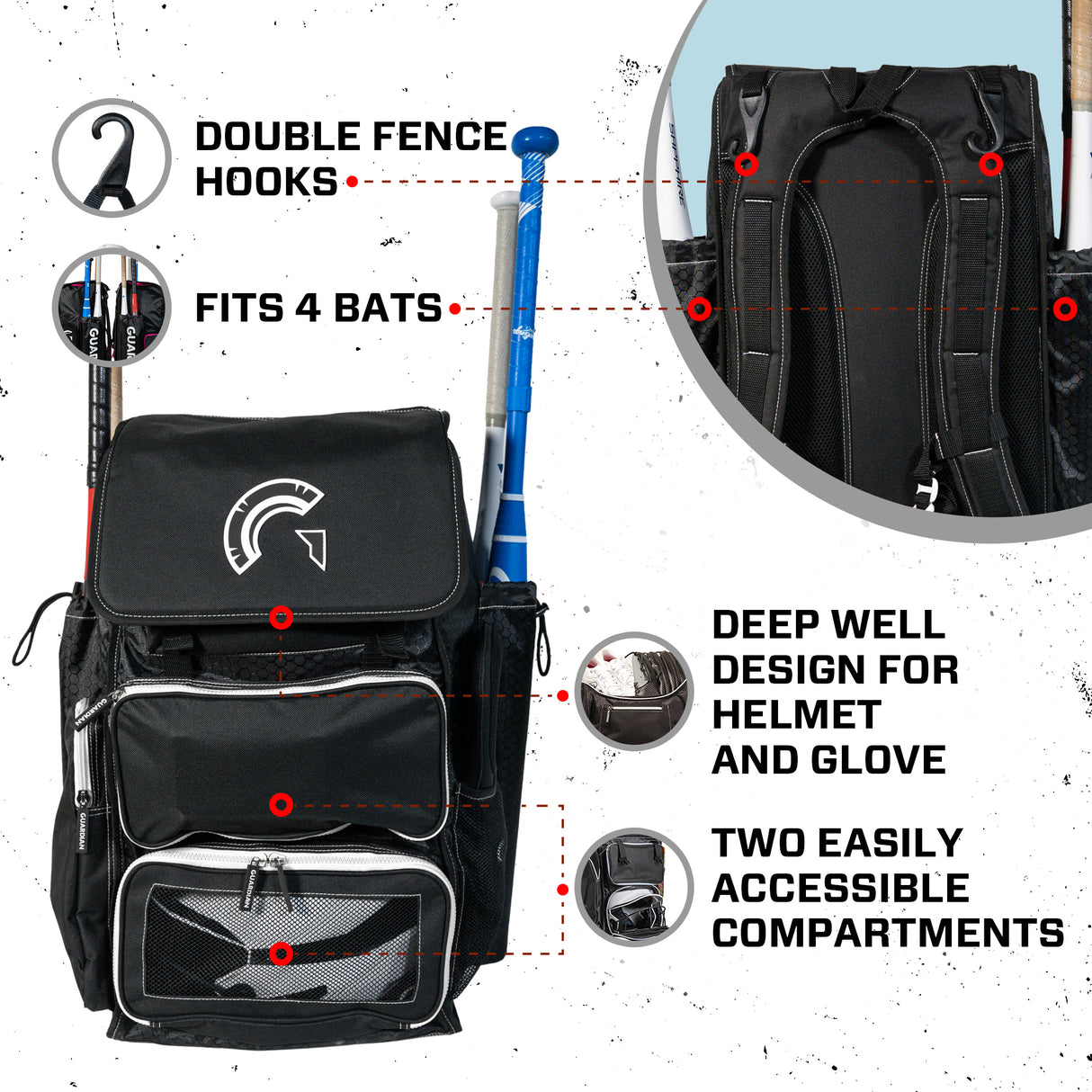 Guardian Baseball Diamond Series Baseball Softball Bag (Grey/Carolina Blue)