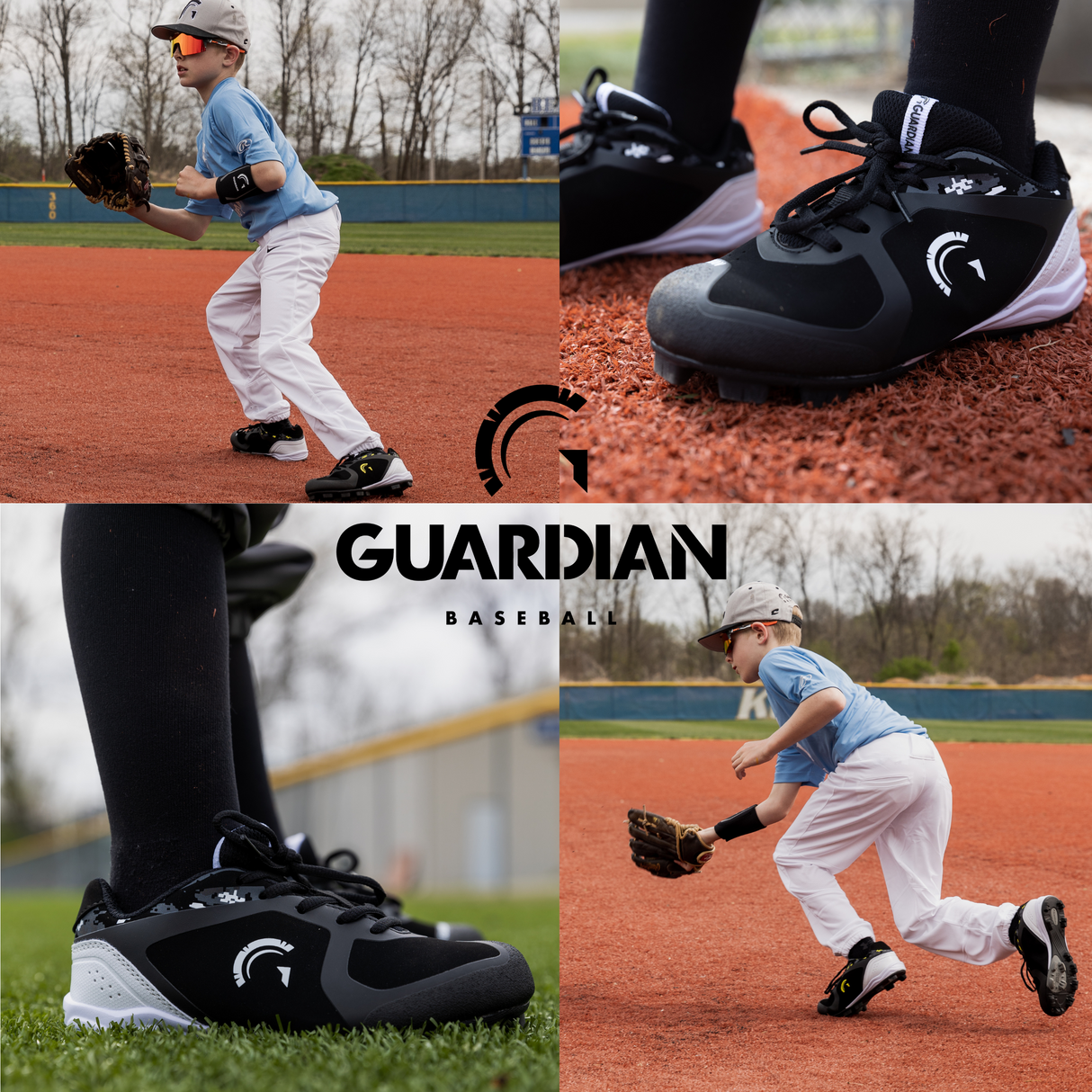 Blaze Youth Low Top Rubber Baseball and Softball Cleats Black Red