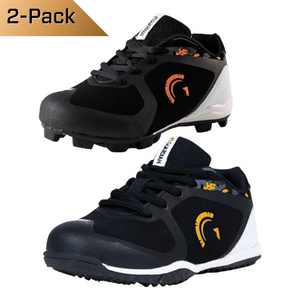 Guardian Baseball Youth Baseball and Softball Low Top Cleats and Turf Shoes (Black/Orange) 2-Pack