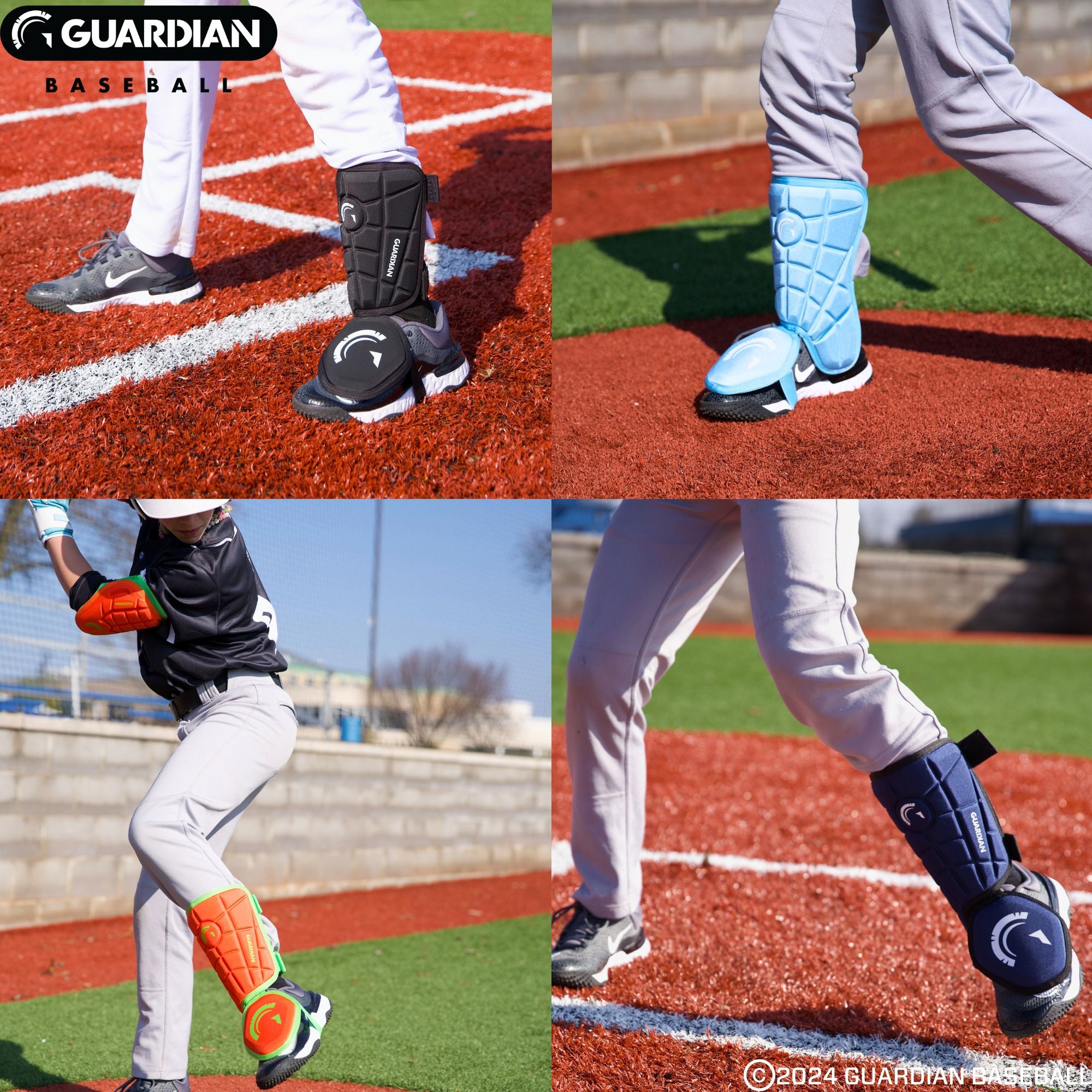 Guardian Baseball Batters Protective Batting Leg Guard Adjustable, Youth  and Adult, Navy/White