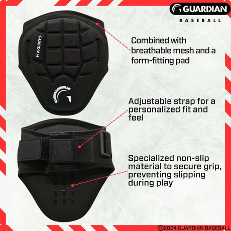 Guardian Baseball Batters Protective Elbow Guard Adjustable Youth and Adult, Black
