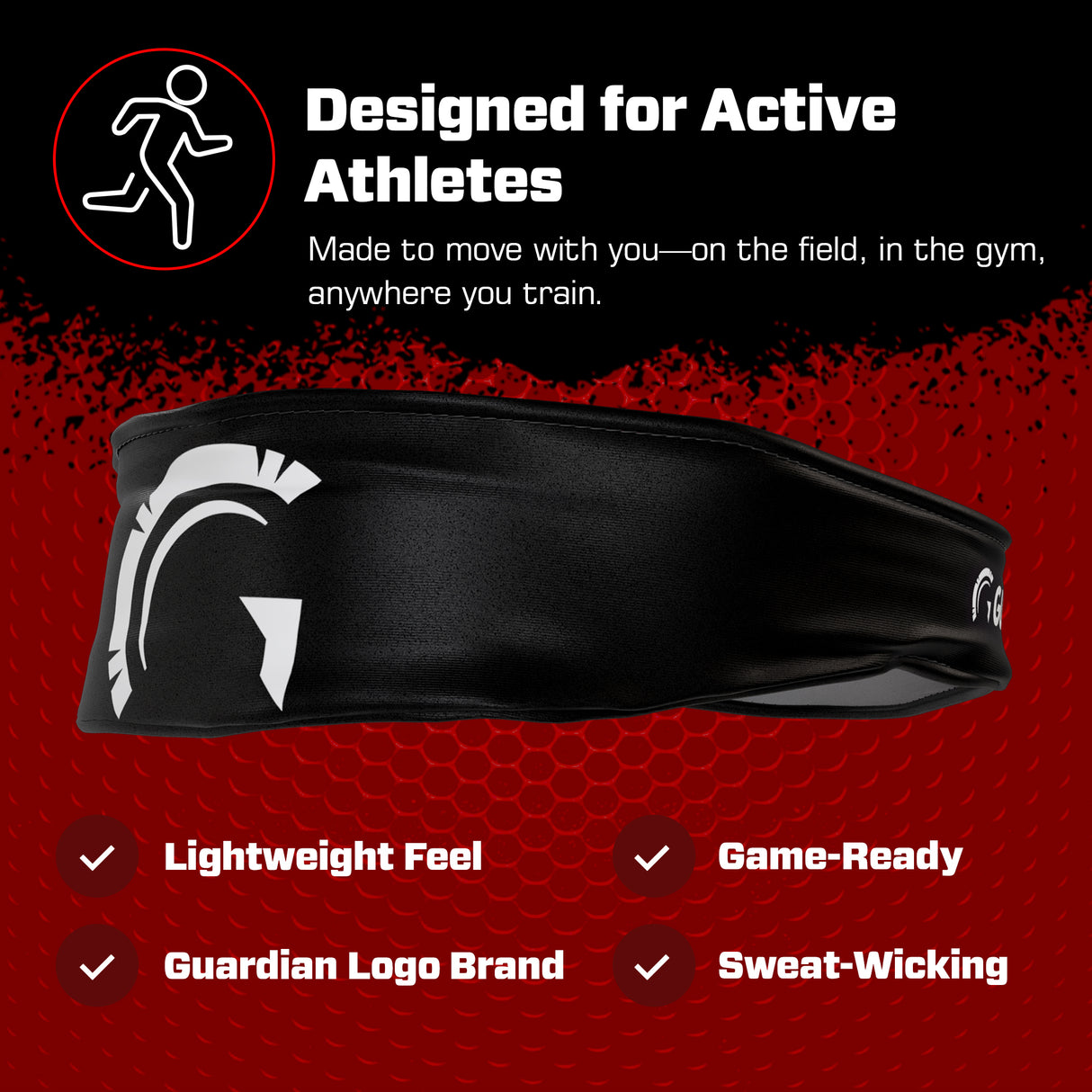 Guardian Baseball Pro-Grade On Field Baseball Headband (Black/White)