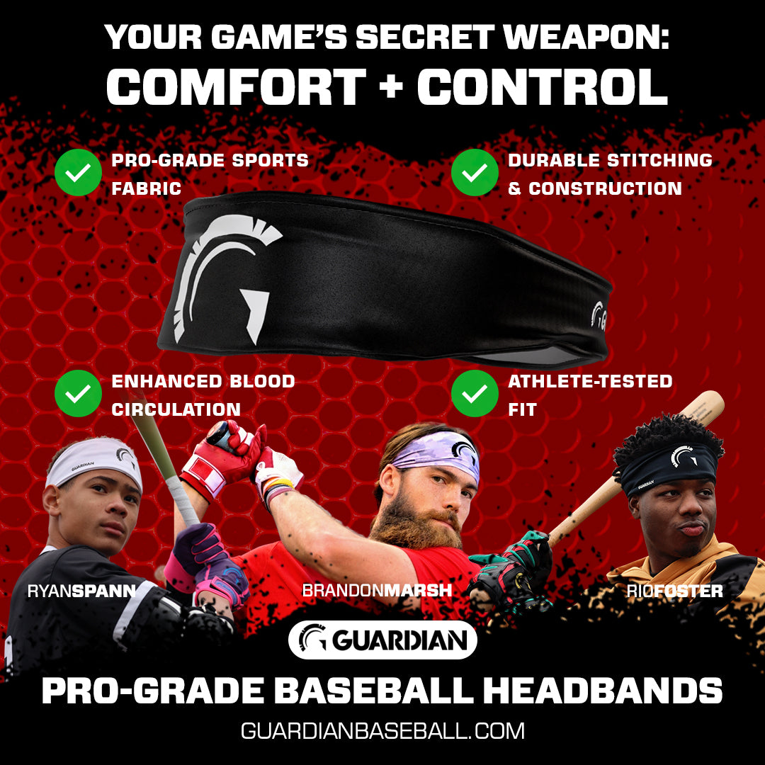 Guardian Baseball Pro-Grade On Field Baseball Headband (Black/White)