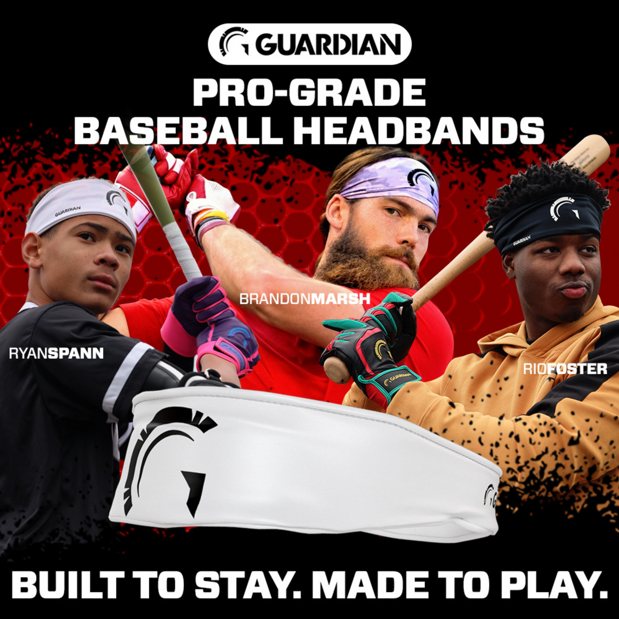 Guardian Baseball Pro-Grade On Field Baseball Headband (Black/White)