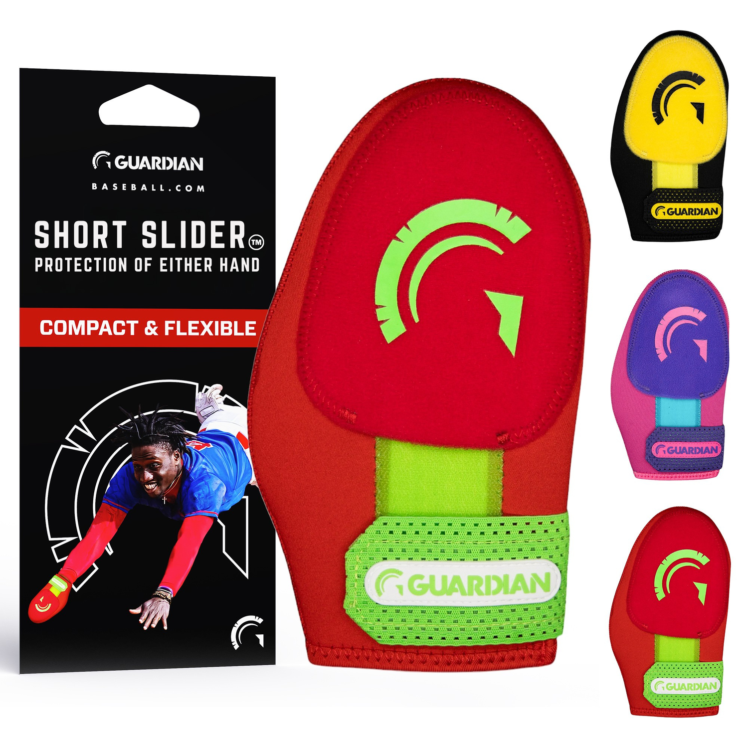 Guardian Baseball Short Baseball Softball Sliding Mitt (Red Neon Green)