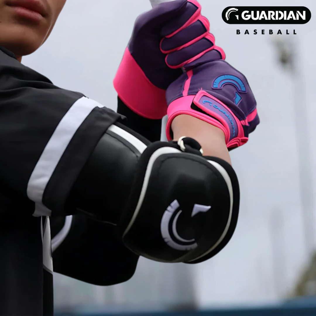 Guardian Centurion Hard Shell Pro Baseball Elbow Guard (Black White)