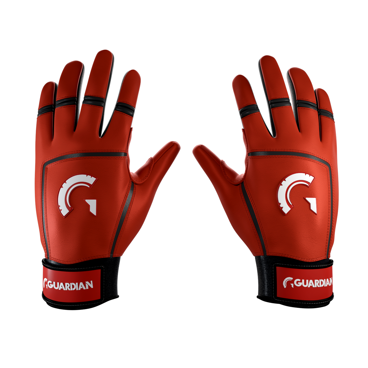 Guardian Pompey Classic Strap Sheepskin Leather Batting Gloves (Red)