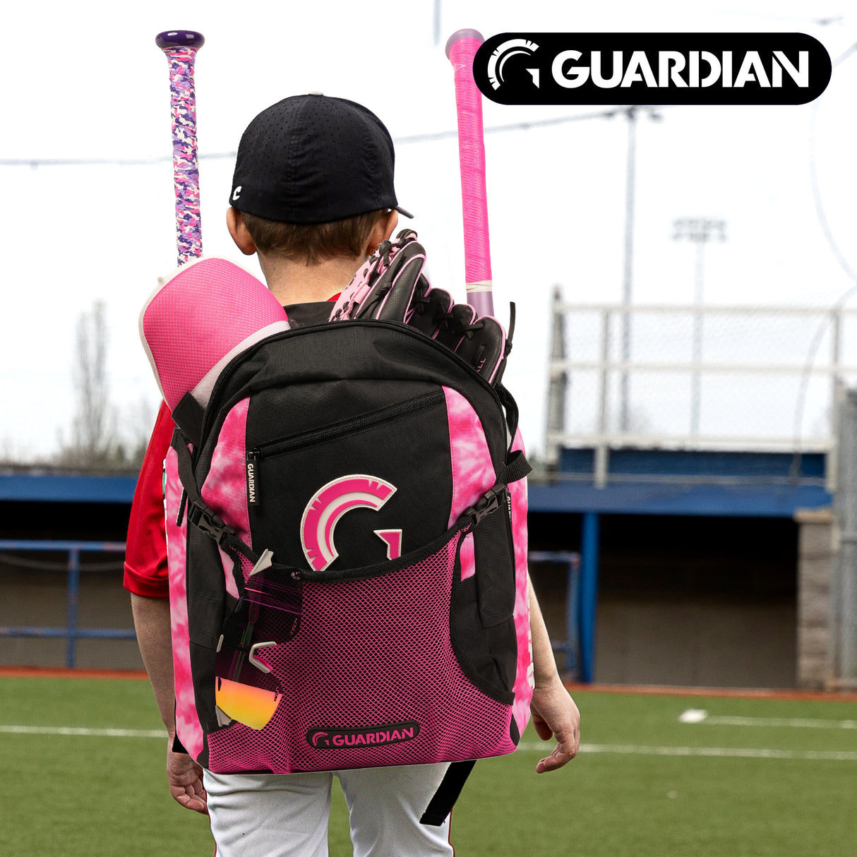 Guardian Baseball Rookie Youth Baseball Bat Bag - Boys or Girls (White/Pink Tie Dye)