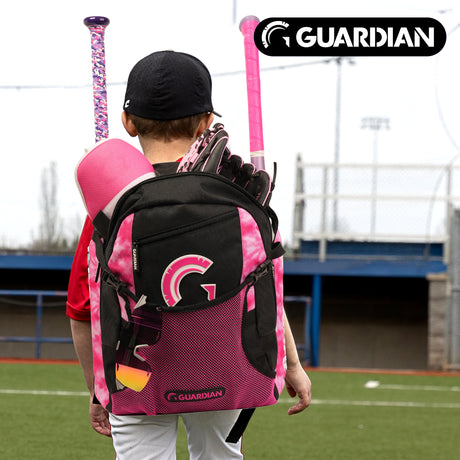Guardian Baseball Rookie Youth Baseball Bat Bag - Boys or Girls (White/Pink Tie Dye)