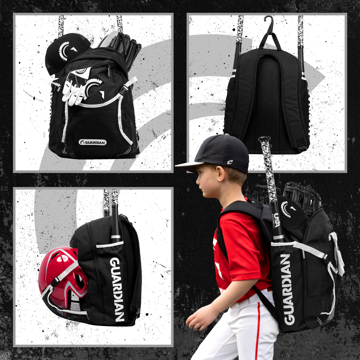 Guardian Baseball Rookie Youth Baseball Bat Bag - Boys or Girls (Black/White)