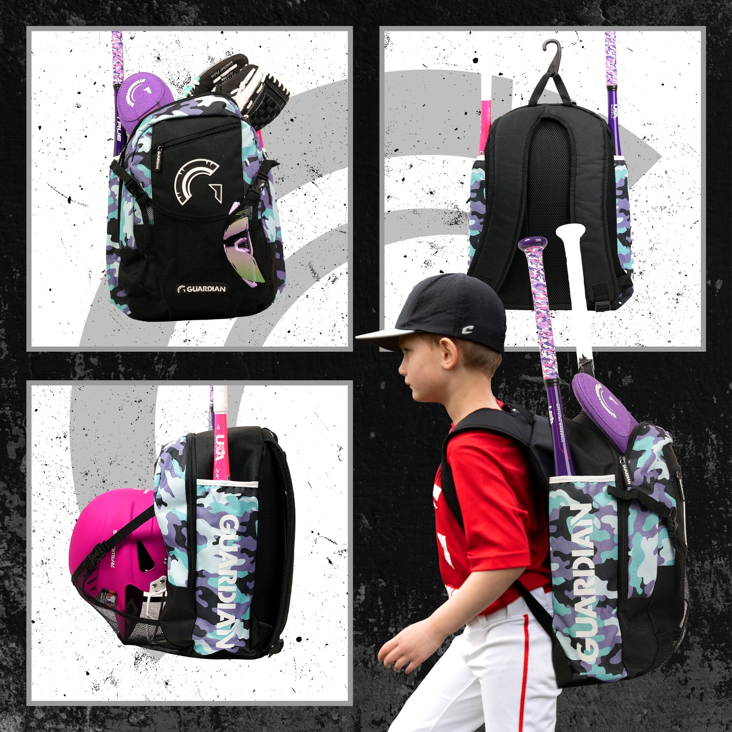 Guardian Baseball Rookie Youth Baseball Bat Bag - Boys or Girls (Pastel Multi)