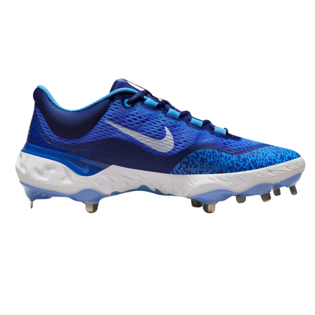 Nike Men's Alpha Huarache Elite 4 Baseball Metal Baseball Cleats Shoes DJ6521 (Blue/White)