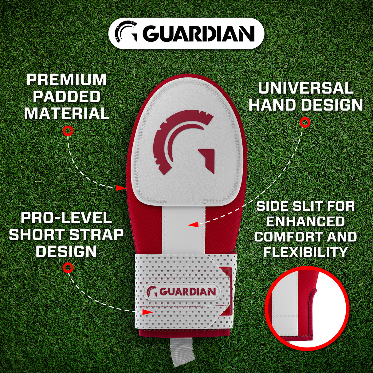 Guardian Baseball Sliding Mitt - Youth and Adult Sizes - Sliding Glove for Baseball - Elastic Compression Strap (Maroon/White)