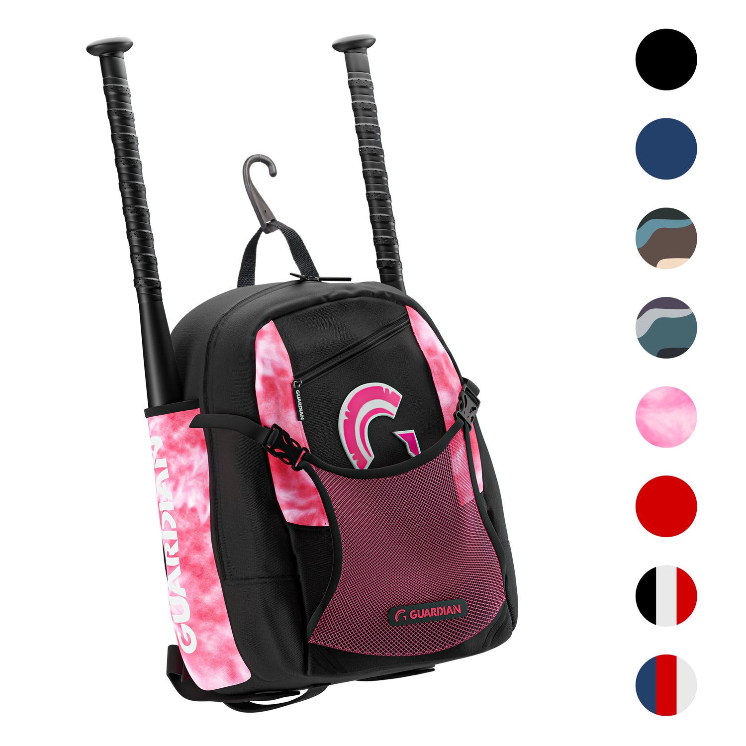 Guardian Baseball Rookie Youth Baseball Bat Bag - Boys or Girls (White/Pink Tie Dye)