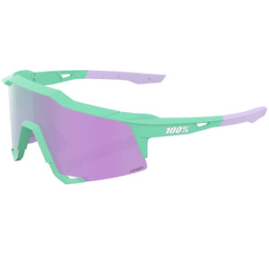 100% Speedcraft Sport Performance Baseball Sunglasses HD Interchangeable Lens (Soft Tact Mint - HiPER Lavender Mirror Lens)