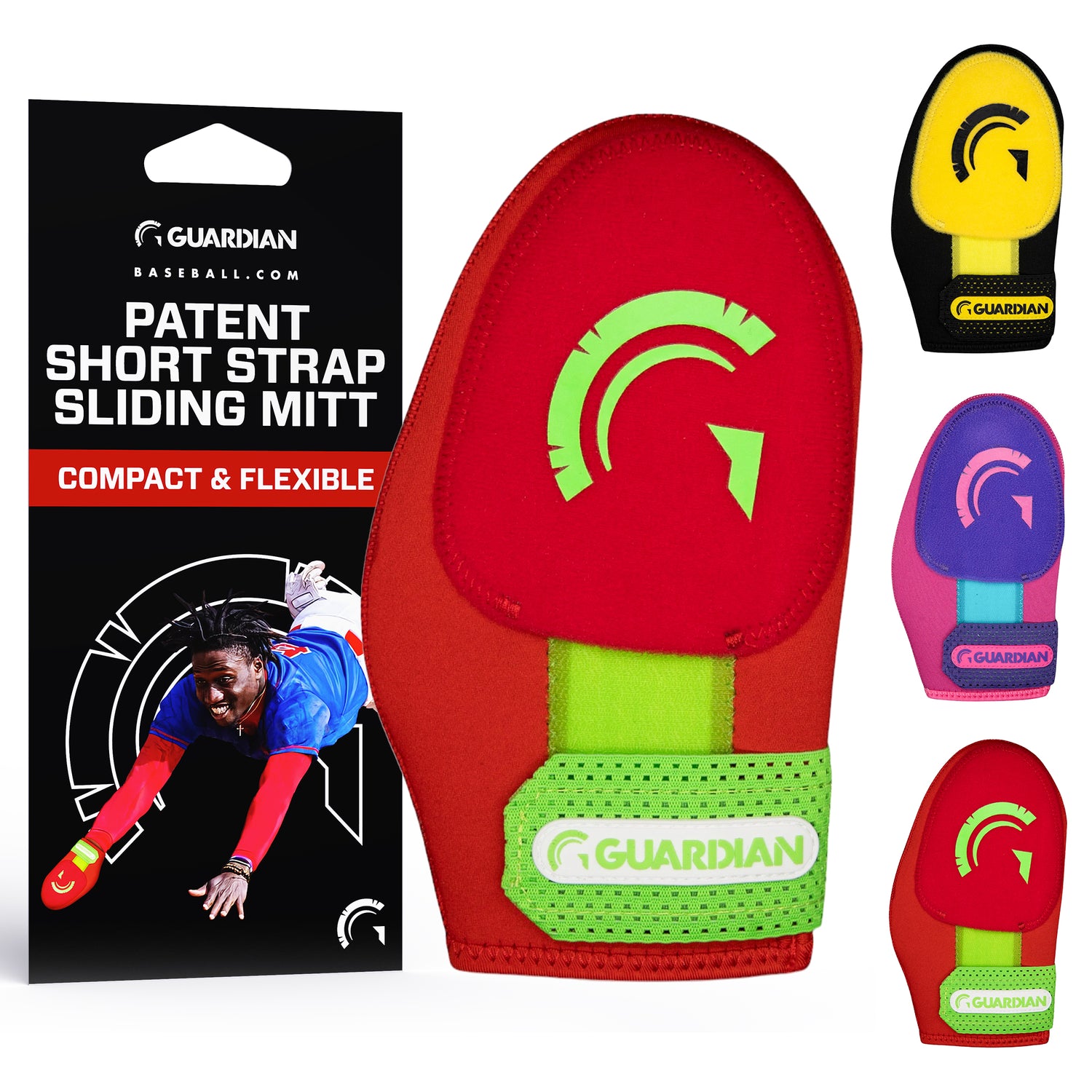 Guardian Baseball Short Baseball Softball Sliding Mitt (Red Neon Green)